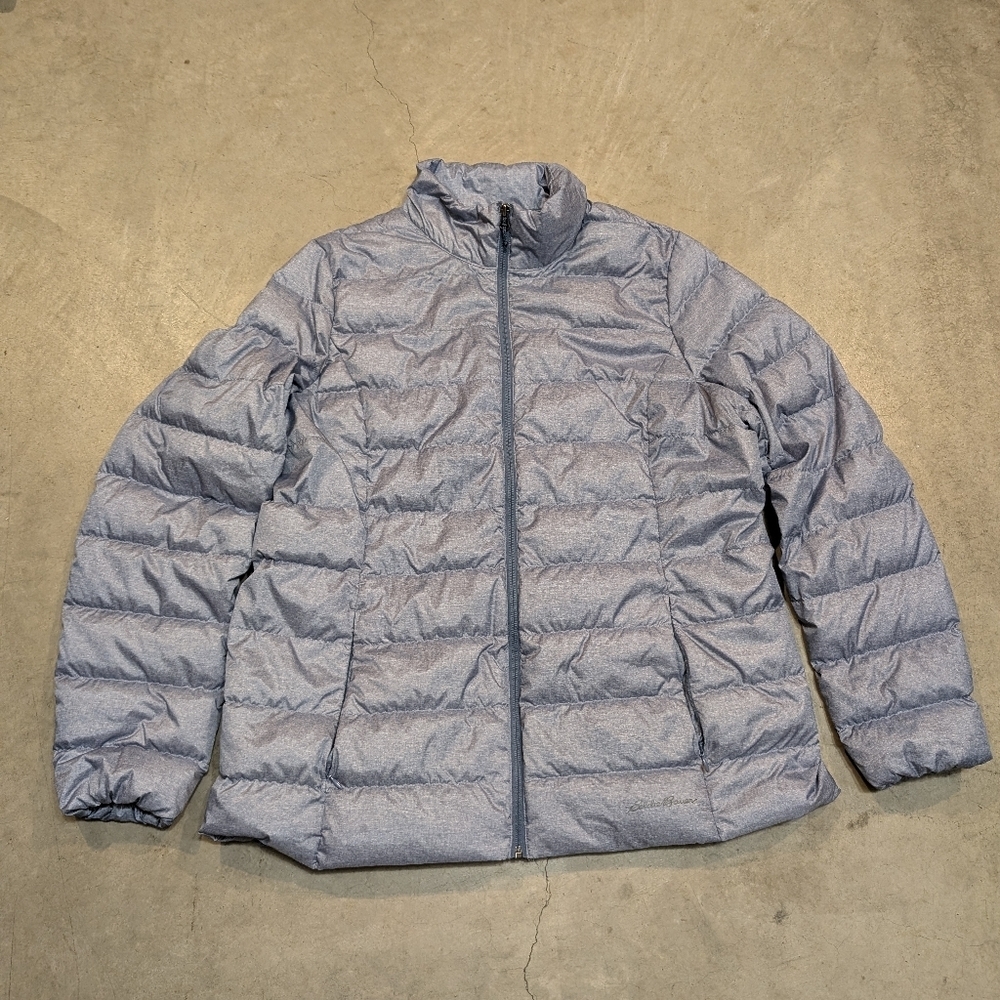 Eddie Bauer Puffer Gray Women's TXL Full Zip Flaws